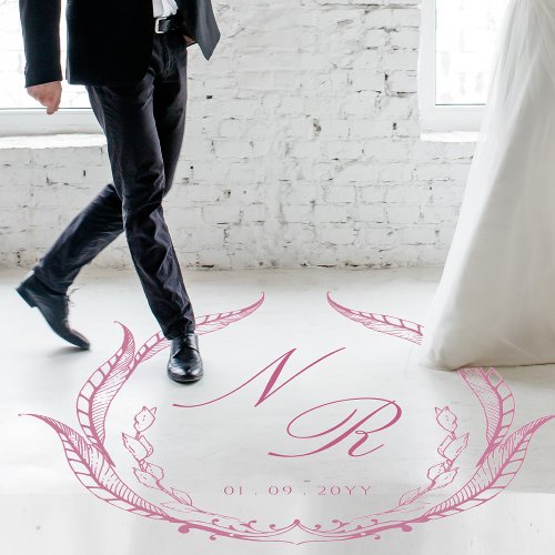 Custom Wedding Floor Script Monogram Pink Floor Decals
