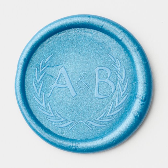 Custom Wedding Floral Laurel Double Monogram Wax Seal Sticker (Front)