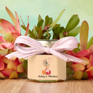 Custom Wedding Fox Couple Honey Jar Favors