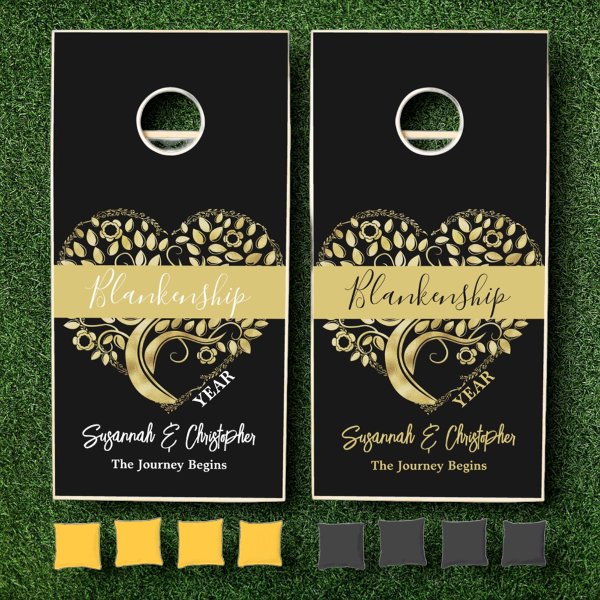 Custom Wedding Gift Heart Shaped Tree Black Gold