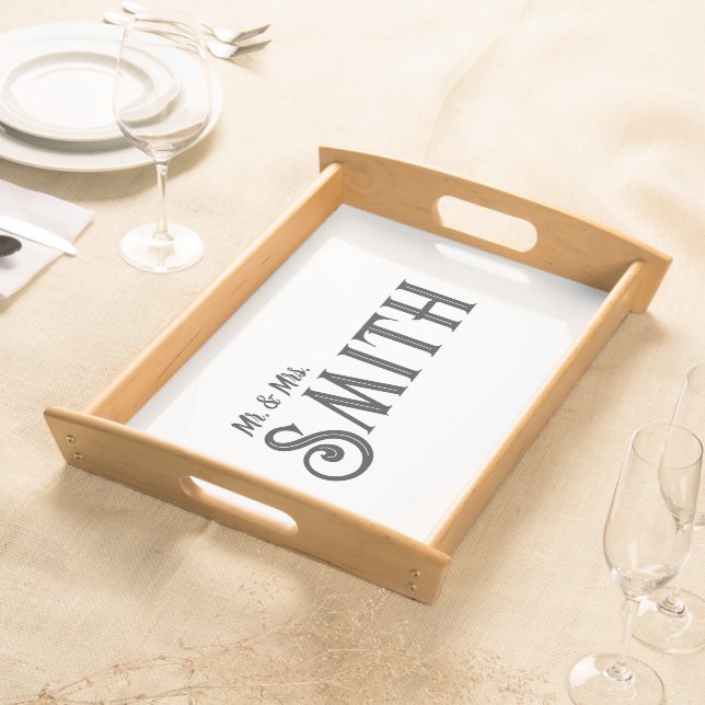 Custom Wedding Gift Simple Unique Serving Tray (Front)