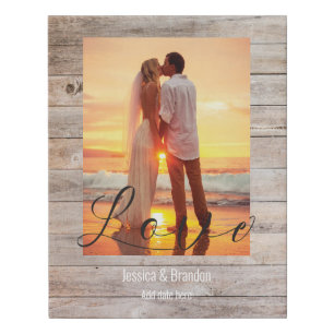 Custom Wedding Gift with Your Photo & Names Faux Canvas Print