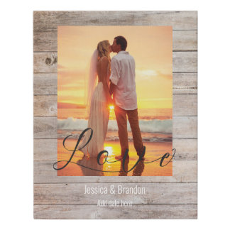 Custom Wedding Gift with Your Photo & Names Faux Canvas Print