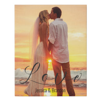 Custom Wedding Gift with Your Photo & Names Faux Canvas Print