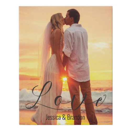 Custom Wedding Gift with Your Photo  Names Faux Canvas Print