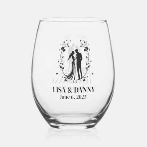 Custom Wedding Glassware Stemless Wine Glass