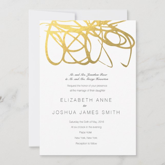 Custom Wedding Gold Effect Invitation (Front)
