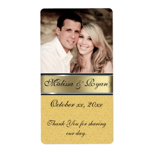 Custom Wedding Gold Wine Label Add Your  Photo