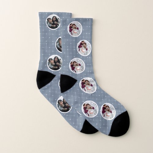 Custom Wedding Groomsmen Dusty Blue Wedding Photo  Socks