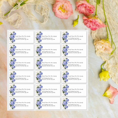 Custom Wedding Guest Address Labels Blue Floral