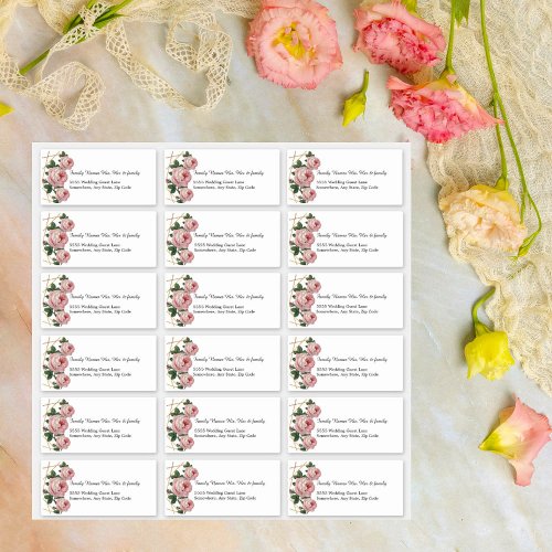Custom Wedding Guest Address Labels Pink Floral