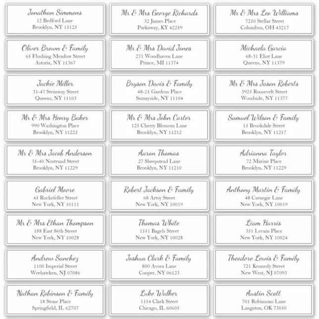 Custom Wedding Guest Black Border Address Label | Zazzle