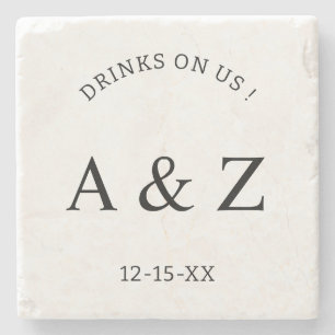 Custom Wedding Guest Favors Personalized Text Stone Coaster