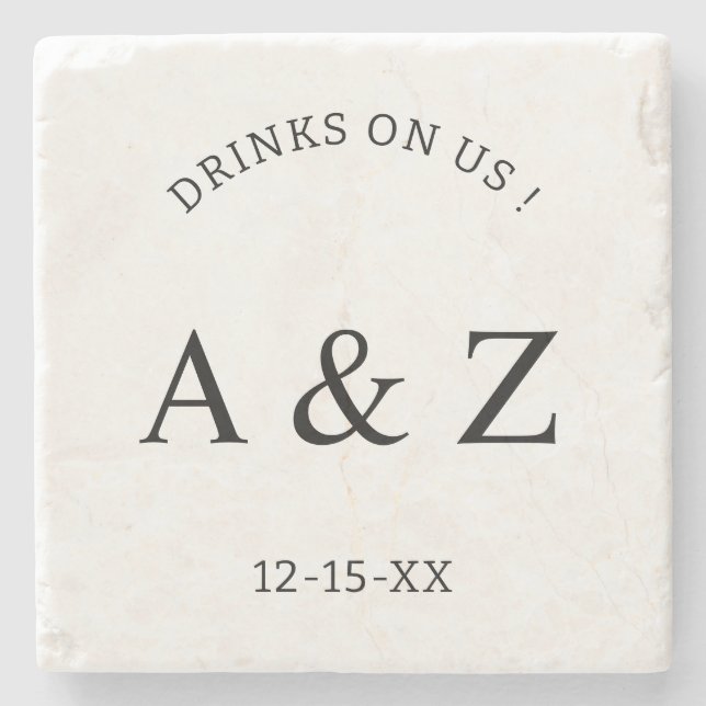 Custom Wedding Guest Favors Personalized Text Stone Coaster (Front)