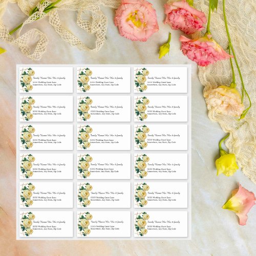 Custom Wedding Guest Yellow Floral Address Labels