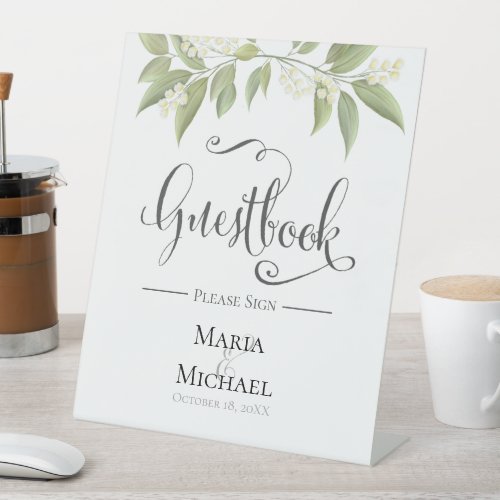 Custom Wedding Guestbook Sign Elegant Greenery