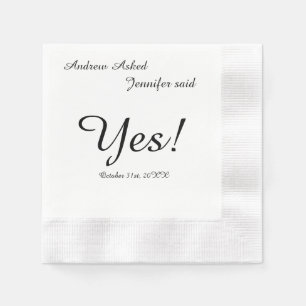 Custom Wedding He Asked She Said Yes Beverage Napkins