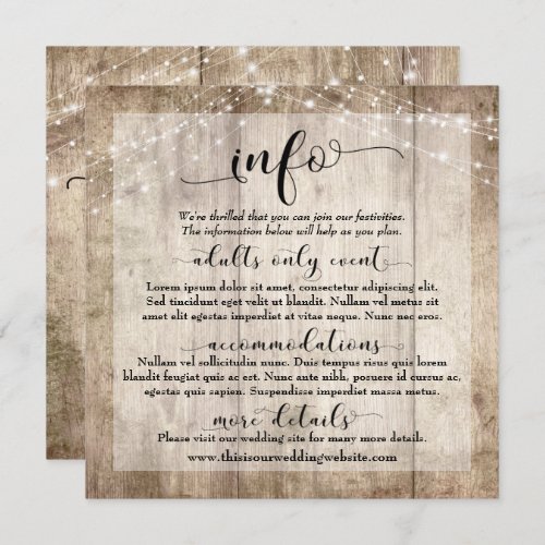 Custom Wedding Info Card