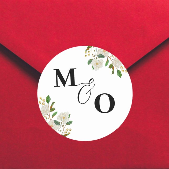 Custom Wedding Initial Sticker with Flowers (Creator Uploaded)