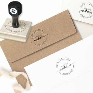 Custom Wedding Invitation, Elegant Modern Script, Rubber Stamp