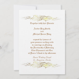 Custom Wedding invitation hearts two side print