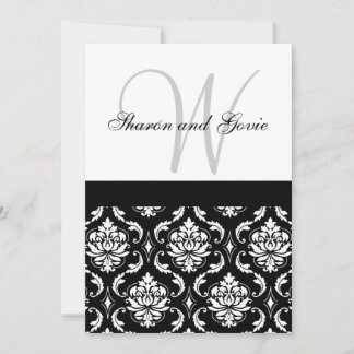 Custom Wedding Invitation Monogram Names Damask