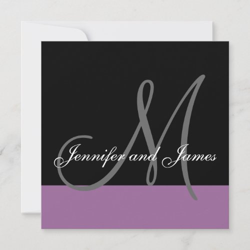 Custom Wedding Invitation Monogram Names Purple