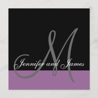 Custom Wedding Invitation Monogram Names Purple