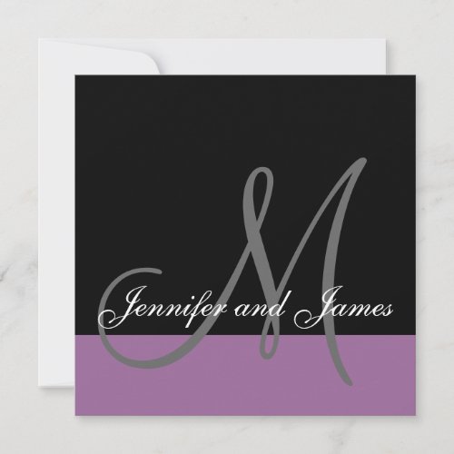 Custom Wedding Invitation Monogram Names Purple