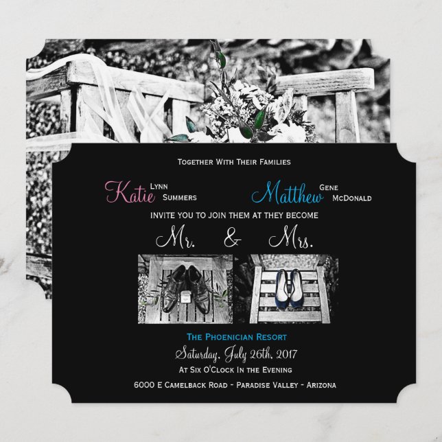Custom Wedding Invitations - Add your own photos! (Front/Back)