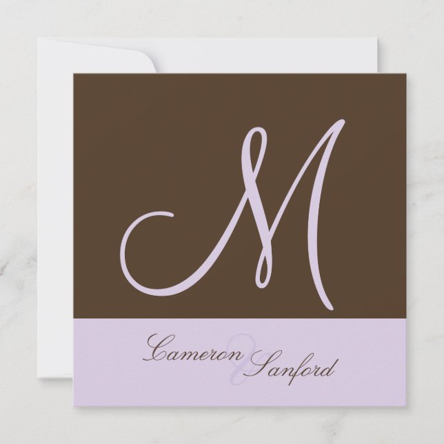Custom Wedding Invitations Monogram/lilac (Front)