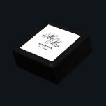 Custom wedding keepsake box for special items<br><div class="desc">Custom wedding keepsake box for special items. Custom gift with elegant script typography. Classy template design with stylish lettering for couple's surname and date of marriage. Personalized presents for just married husband and wife / bride and groom couple. Available in small and large sizes. Perfect for jewelry, rings, necklace, watch...</div>