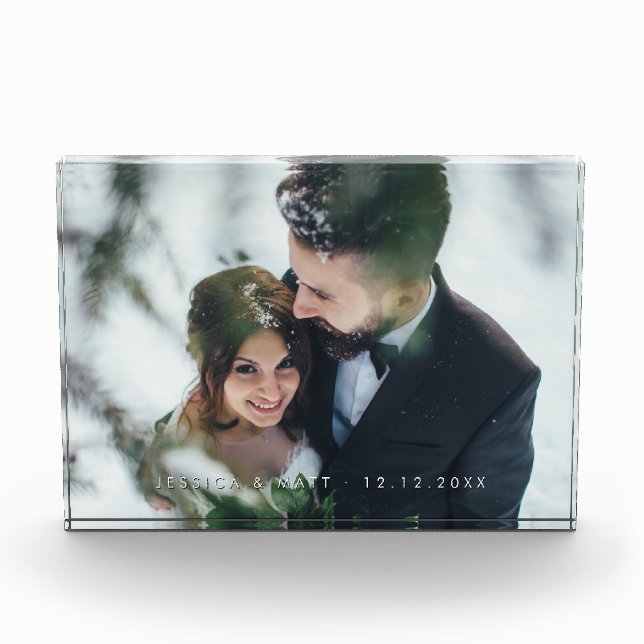 Custom Wedding Keepsake Modern Acrylic Photo Block (Front)