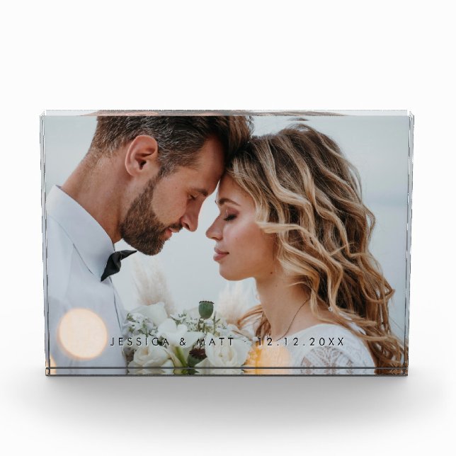 Custom Wedding Keepsake Modern Acrylic Photo Block (Front)
