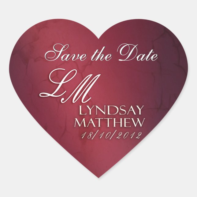 Custom Wedding Logo Stickers - Heart shaped (Front)