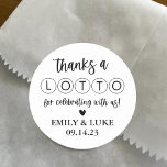 Custom Wedding Lottery Ticket Favor Classic Round Sticker<br><div class="desc">Have fast and easy party favors without the high price. My Custom Wedding Lottery Ticket Favor Classic Round Sticker is the perfect way to make your wedding or bridal shower #unforgettable! Add to a envelope include a penny and lotto tickets for a perfect party favor.</div>