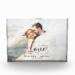 Custom Wedding Love Script Photo Block<br><div class="desc">Design features a romantic calligraphy script in black with the Love phrase. Easily customize with names and date. Ideal wedding gift and keepsake for the new Mr. and Mrs.</div>