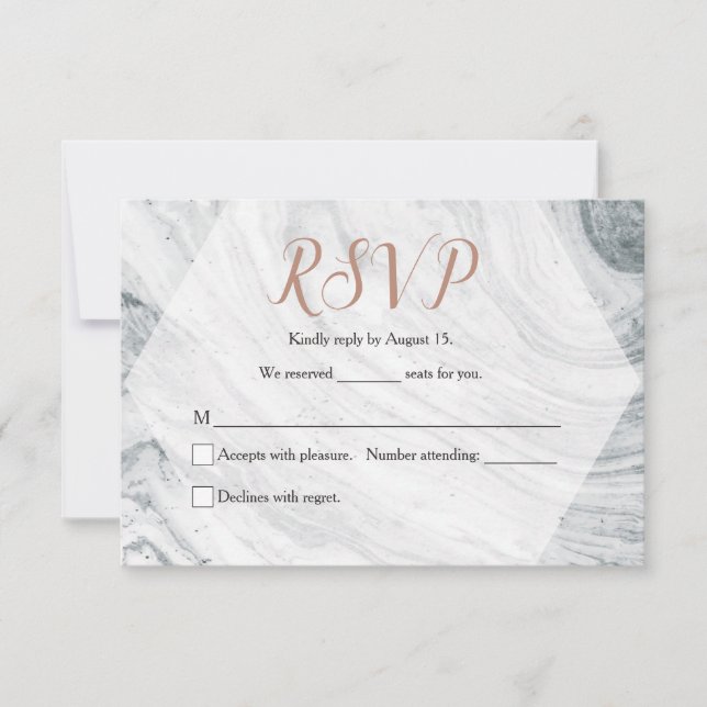 Custom, Wedding, Marble RSVP, Chic RSVP Card (Front)