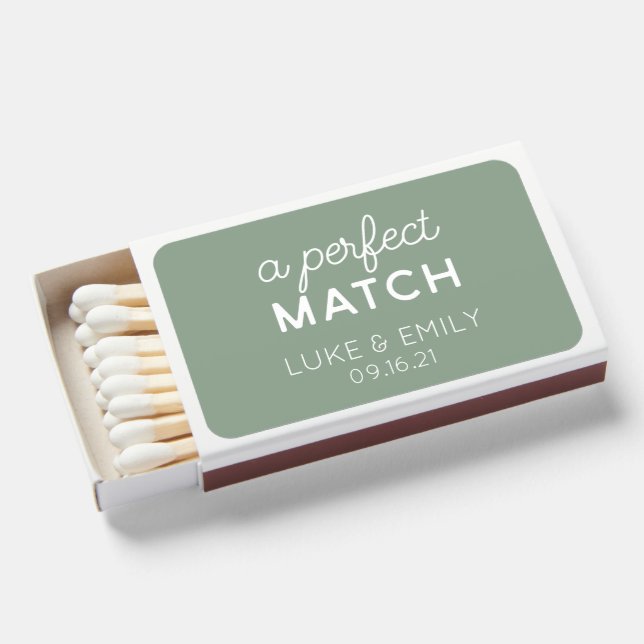 Custom Wedding Matchbox Favor A Perfect Match (Front Open)