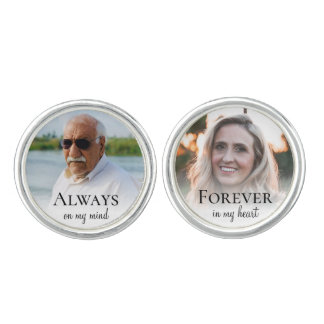 Custom Wedding Memorial Always Forever Photo Groom Cufflinks