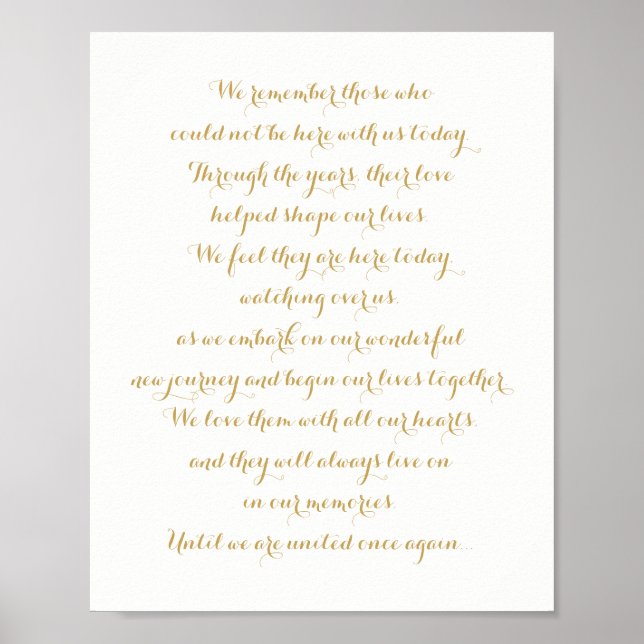 Custom Wedding Memorial Sign Gold (Front)