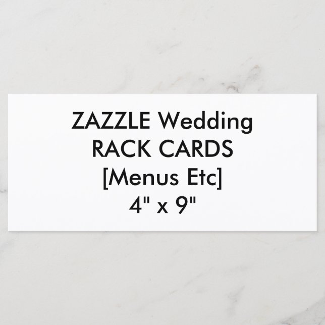 Custom Wedding Menu & Program Cards 4" x 9" (Front)