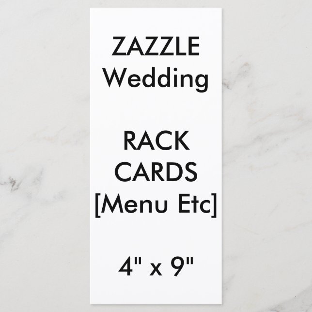 Custom Wedding Menu & Program Cards 9"x4" Vertical (Front)