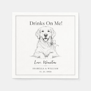 Custom Wedding Minimalist Black Dog Pet Keepsake Napkins