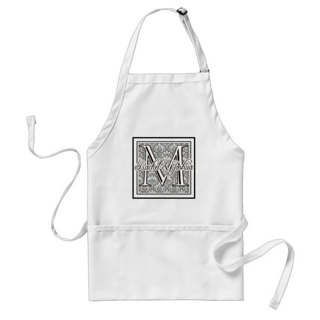 Custom wedding monogram adult apron (Front)