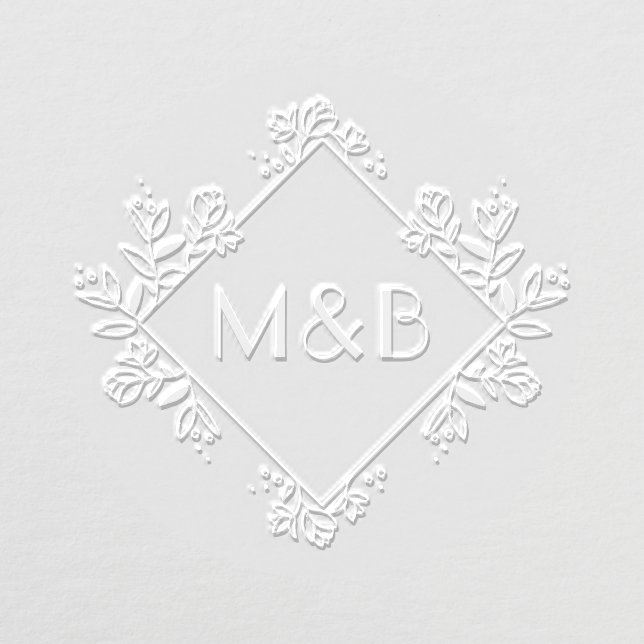 Custom Wedding Monogram Botanical Personalized Embosser (Design)