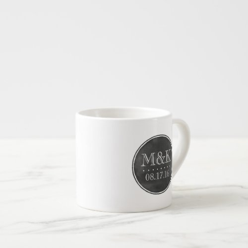 Custom Wedding Monogram Chalkboard Style Espresso Cup