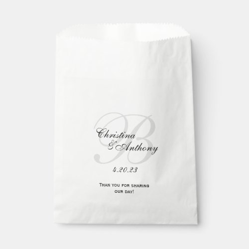 Custom Wedding Monogram Favor Candy Bag