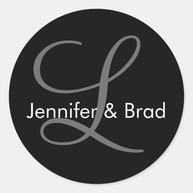 Custom Wedding Monogram Favor & Envelope Sticker (Front)
