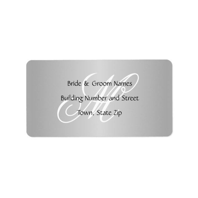 Custom Wedding Monogram Gray Black and White Label (Front)
